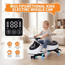 Rechargeable 2-in-1 White Wiggle Car with Pedal for Kids