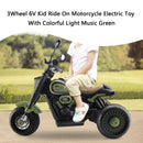 Colorful Light and Music Green 3-Wheel 6V Electric Ride-On Motorcycle for Kids