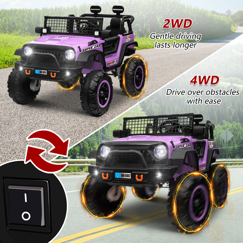 24V Kids Electric Ride-On Truck with Switchable 4WD/2WD and 2 Seater