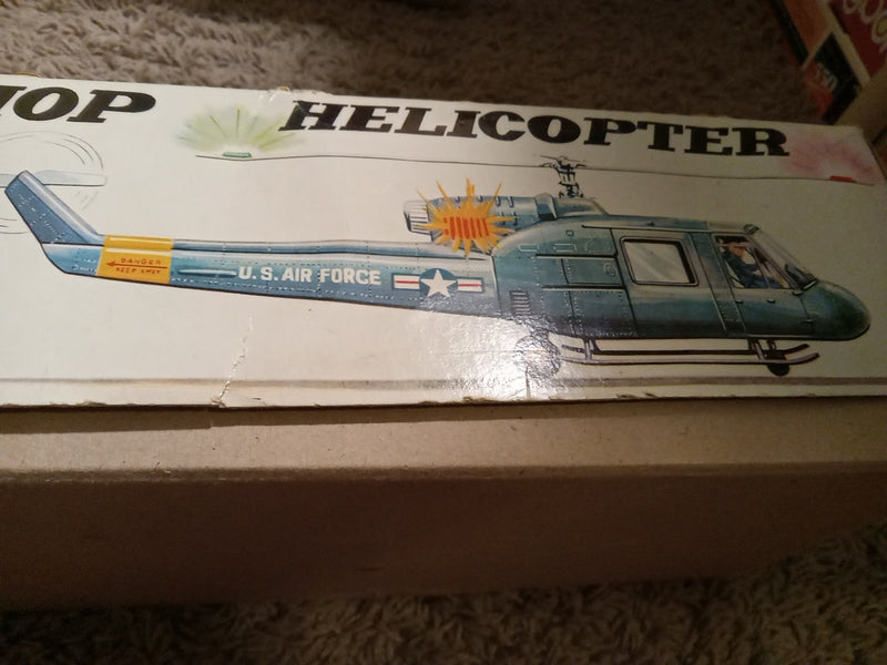 Working Vintage 1966 Battery-Operated Chop Chop Helicopter Toy with Original Box
