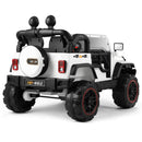 White 12V Kids Ride-On Truck with 3 Speeds, Remote Control, MP3, LED Lights, USB, and Cover