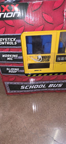 Maxx Action Battery-Powered School Bus Toy with Joystick, Microphone & Sliding Door