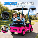 Qaba Pink 24V 2-Seater Kids Golf Cart with Remote Control, Sunshade, and Storage