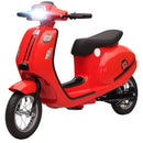 24V Electric Motorcycle for Kids with 3 Speeds, Rear Suspension, and LED Lights in Red