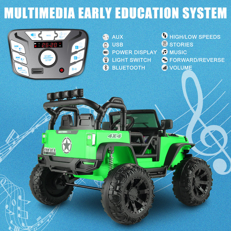 24V Electric Kids Ride-On Jeep with Power Wheels, Remote Control, and Music