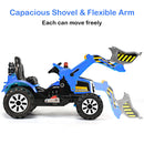 Battery Operated Blue Ride-On Excavator Truck with Front Loader Digger for Kids