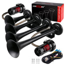 CENZHIWEN 12V Truck Train Air Horn featuring Dual Compressors and Quad Metal Trumpets