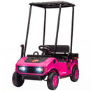 Qaba Pink 24V 2-Seater Kids Golf Cart with Remote Control, Sunshade, and Storage