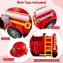 12V Red Ride-On Fire Truck for Toddlers with Shovel and Wrench