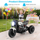 White 6V Kids Motorcycle with Music, Storytelling, LED Lights, Accelerator Pedal, and Three Wheels