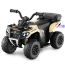 6V Children’s ATV Ride-On with Music, Spray Feature, USB Port, and Storage Box - khaki