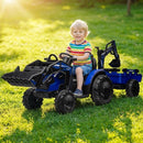 24V Electric Ride-On Tractor with Excavator and Bulldozer Features for Kids