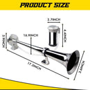 GAMPRO 12V 150dB Chrome Zinc 18-Inch Single Trumpet Air Horn Kit
