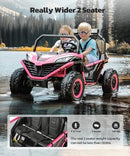 Pink 24V 4WD Electric Ride-On Car for Kids with XL 20" Double Seat