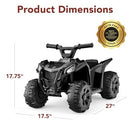 Black 6V Electric Ride-On ATV for Kids with 1.8 MPH Speed