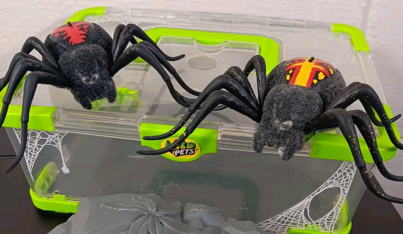 Set of 2 Light-Up Moving Crawling Tarantula Spiders with Cage by Moose