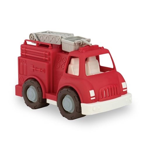Red Classic Fire Truck Toy with Moveable Ladder and Basket Wheels
