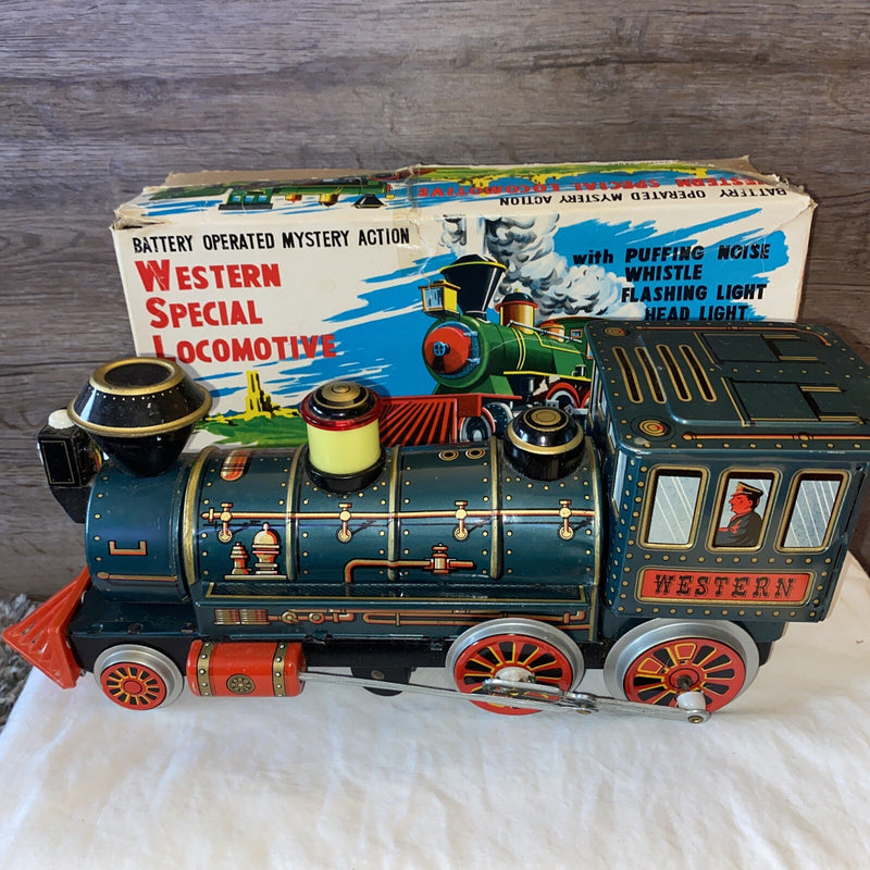 Vintage 1960s Western Special Battery-Operated Locomotive with Original Box