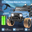 12V Remote-Controlled Kids Truck with Threaded Wheels and 3 Speed Settings