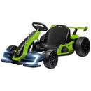 Green Electric Go Kart with Adjustable Seat and Slow Start, 24V, 7.5 MPH