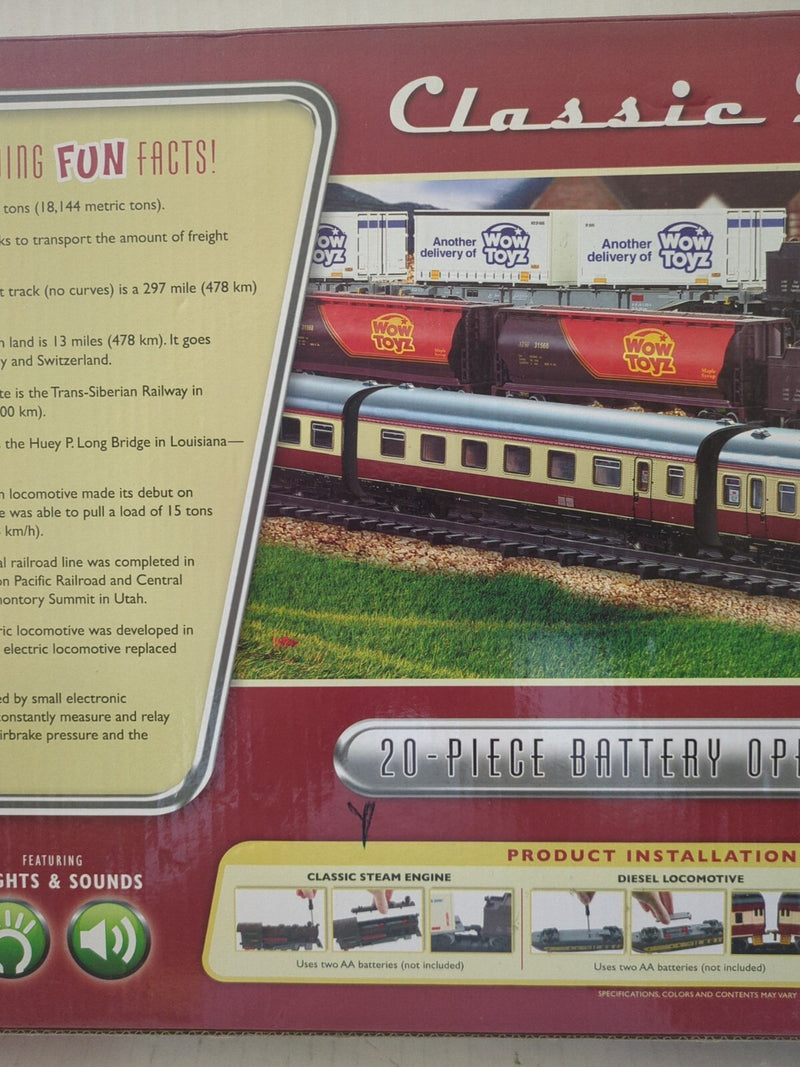 20-Piece Classic Battery-Operated Passenger Train Set with Lights and Sounds