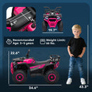 Qaba Pink 12V Kids 4-Wheel Quad ATV for Ages 3-5