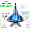 Akargol FX822 Remote Control Fighter Jet with LED Lights and Three Batteries in Army Gray