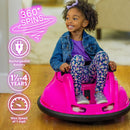 Pink LED Bumper Car for Kids – 6V Ride-On Toy with 360° Spin and Rechargeable Battery