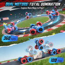 360° STEM Remote Control Car for Kids with USB-C & Modular Battery in Blue and Red