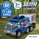 Kid Trax 12V Blue Eagle Semi Truck Ride-On Toy with Removable Cargo Trailer