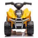 Yellow CAT 6V Battery-Powered Toddler ATV Quad with Foot Pedal Control and LED Lights