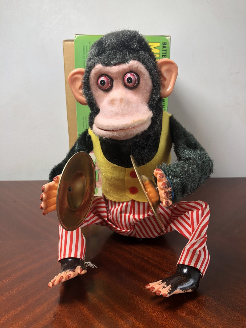 Working 1970s Musical Clapping Cymbal Monkey Toy with Original Box