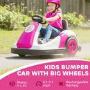 Qaba Pink Electric Bumper Car for Kids with Large Wheels