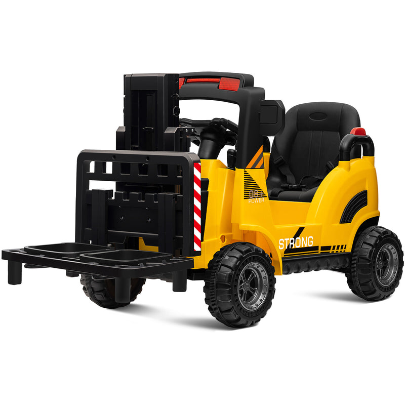 12V Kids Ride-On Forklift Toy Car with Horn for Pretend Construction Play