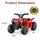 6V Children's Electric ATV Quad Ride-On Toy with Treaded Tires and Push-Button, Red