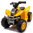 Yellow CAT 6V Battery-Powered Toddler ATV Quad with Foot Pedal Control and LED Lights