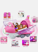 Pink Interactive Toy Airplane with Lights, Music, and Detachable Slide