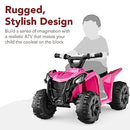 6V Hot Pink Kids ATV Quad 4-Wheeler Toy Car with Treaded Tires and Push-Button Feature