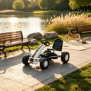 White Pedal Go Kart for Kids with Steering Wheel, Suitable for Ages 3 and Up