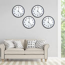 Collection of 6 Black 10" Silent Wall Clocks with Battery Operation