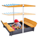Wooden Canopy Sandbox, 57.3 x 47.2 x 47.2 in Foldable Sand Pit