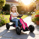 Aosom Pink Pedal Go Kart for Kids with Adjustable Seat and Handbrake, Ages 3-8