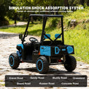 24V 4WD Blue Kids Golf Cart Ride-On with Remote Control, LED Lights, Sounds, and Two Seats