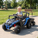 12V Electric Kids UTV with Removable Trailer, Remote Control, 3 Speed Settings, and LED Illumination