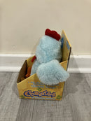Vintage 1997 Gemmy Cornelius Battery-Operated Dancing Chicken with Blue Sparkles and Tinsel