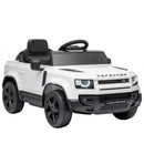 Licensed 12V White Land Rover Ride-On Car with Suspension and Remote Control