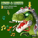 Dinosaur Push Ride-On Toy Car for Kids with Lights, Music, and Smoke Effects