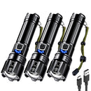 AKNEAR 99000 Lumens Rechargeable LED Flashlight Set with USB-C Zoom Function
