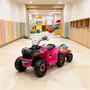 Pink 6V Electric Ride-On Car with Trailer for Kids Aged 18-36 Months