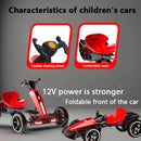 12V Electric Go Kart for Kids with Foldable Design, Adjustable Seat, and 4 Non-Slip EVA Wheels for Outdoor Fun
